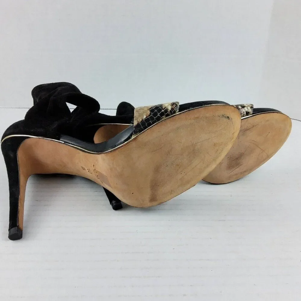 Coach Women's Jennifer Snake Print Band Ankle Heels Shoes Size 10B
